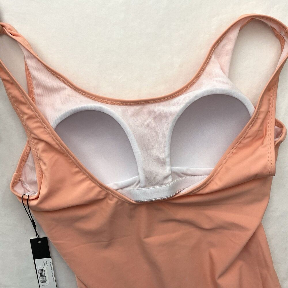 Nicole Miller One Piece Bathing Swim Suit Womens XL Coral Scoop Back Beach - Picture 3 of 11